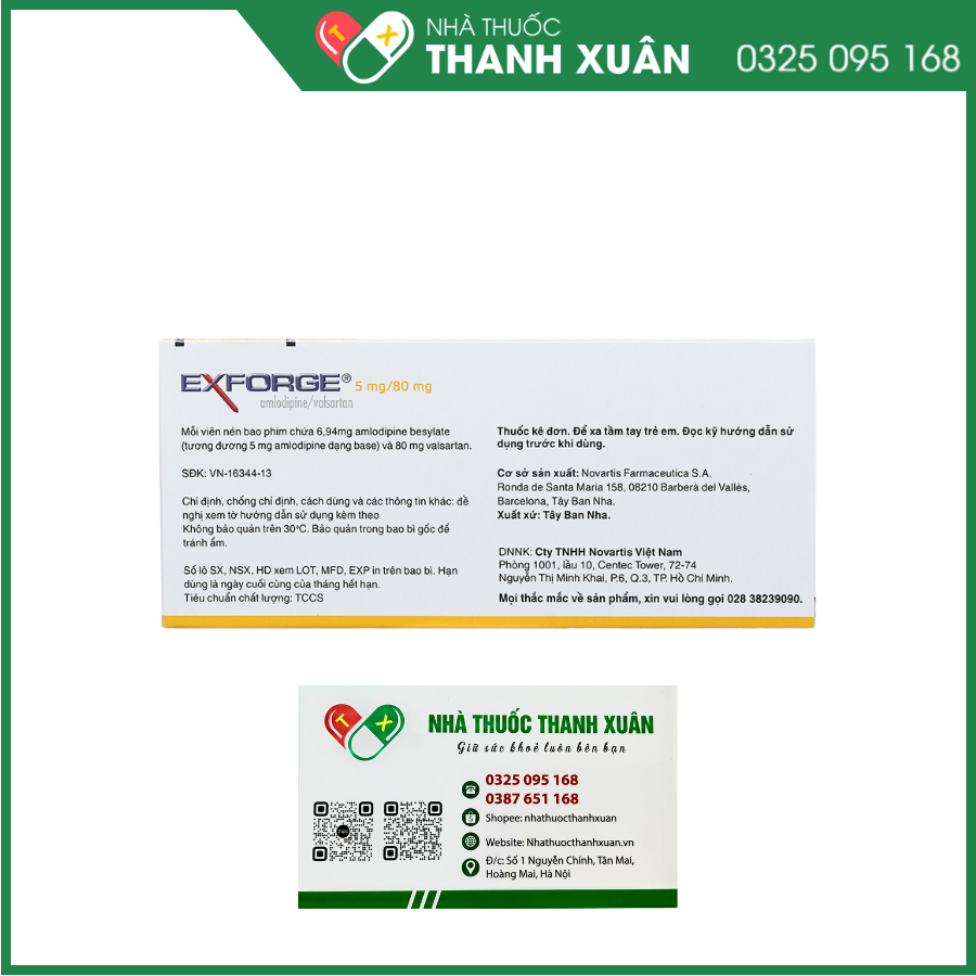 Thuốc  Exforge 5/80 điều trị tăng huyết áp vô căn